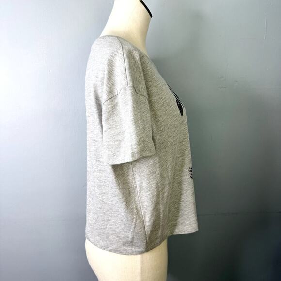 Janis Joplin Old Navy Pop Culture Graphic Crop Tee for Women Heathered Gray Sz M - Picture 2 of 11